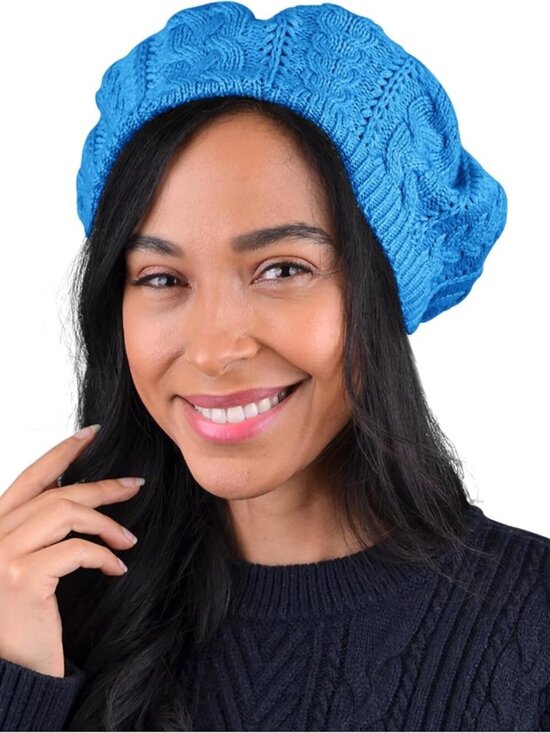 Women\'s Crochet Knitted Style Beanie Slouchy Hat Turquoise